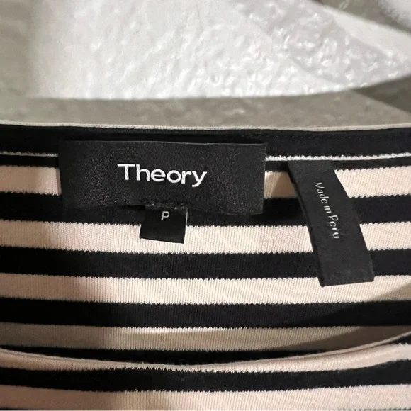 THEORY Clinton Stripe Sleeveless Twist-Front Dress Pima Cotton Size Small Petite - Picture 12 of 16